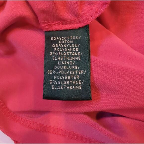 LAUREN RALPH LAUREN Pink VNeck Ruched Sheath Dress Lace Overlay women's size 6 - Picture 6 of 7